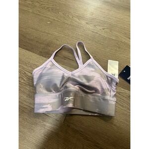 Reebok WOR Camo Bra Violet Haze Purple Grey Medium Impact Sports Bra HT6046 XS